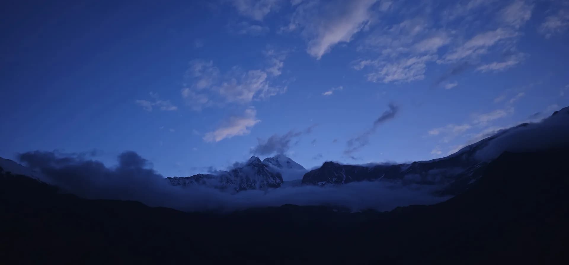 Himalayan range at dusk above the Mustang valley