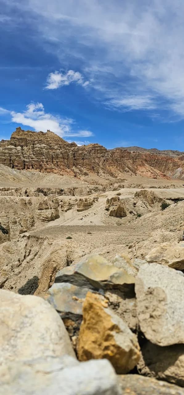 Wind-carved rock formations above the Kali Gandaki